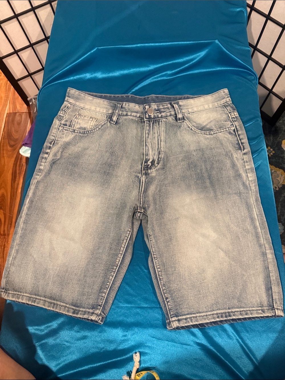 Light Blue Washed Denim Jean Shorts for Men